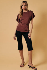 Boat Neck Half Sleeve Knit Top