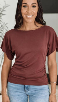 Boat Neck Half Sleeve Knit Top
