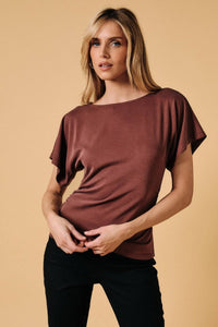 Boat Neck Half Sleeve Knit Top