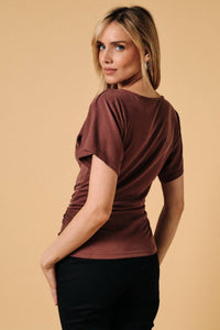 Boat Neck Half Sleeve Knit Top
