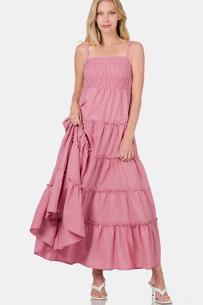 Breezy Woven Smocked Tiered Maxi Dress