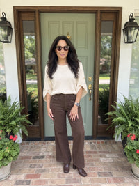 Brown Bow Patch Pocket Pants