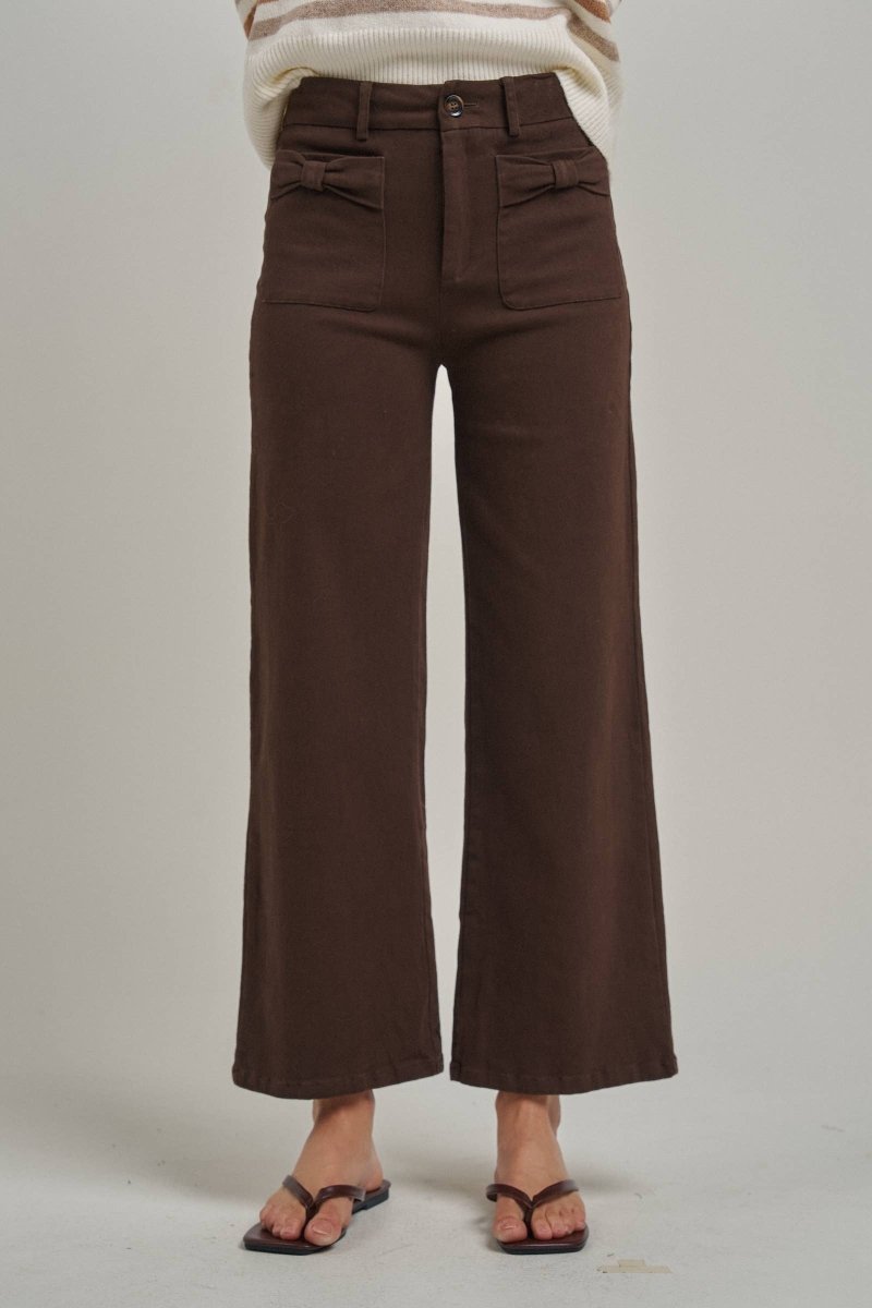 Brown Bow Pocket Pants