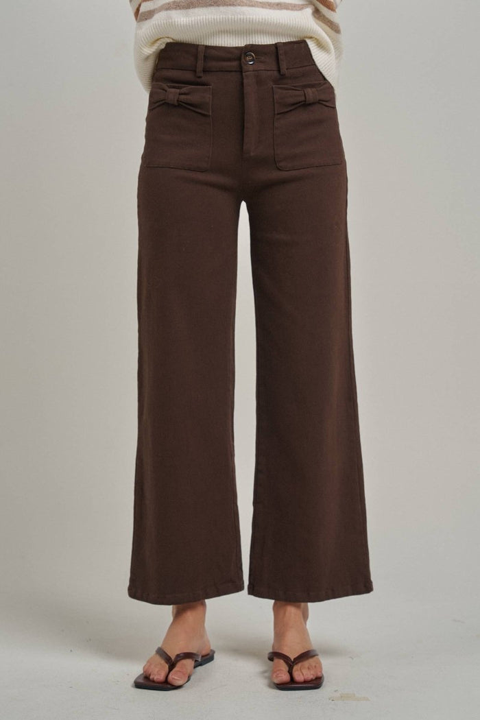 Brown Bow Pocket Pants