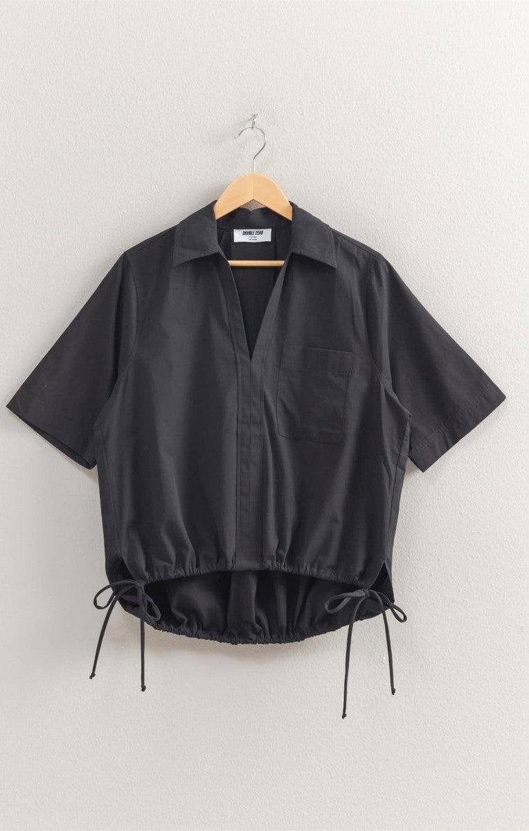 Bubble Hem Relaxed Fit Shirt In Black