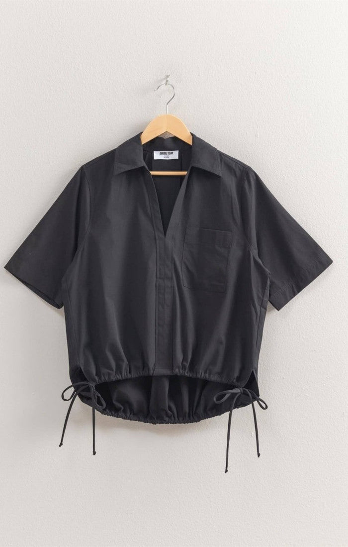 Bubble Hem Relaxed Fit Shirt In Black