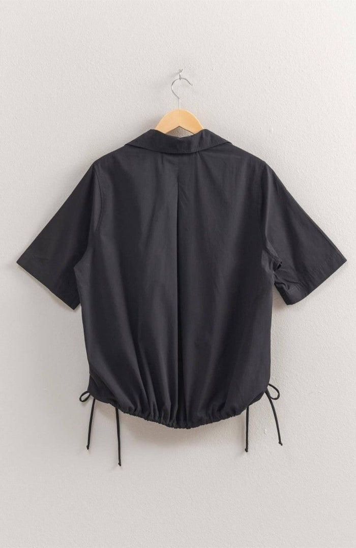 Bubble Hem Relaxed Fit Shirt In Black