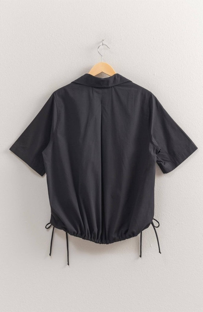 Bubble Hem Relaxed Fit Shirt In Black