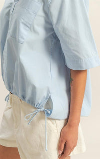 Bubble Hem Relaxed Fit Shirt In Ice Blue - Minnie's Treasure Boutique