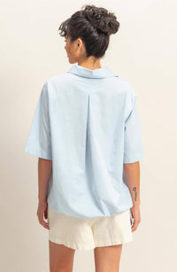 Bubble Hem Relaxed Fit Shirt In Ice Blue - Minnie's Treasure Boutique