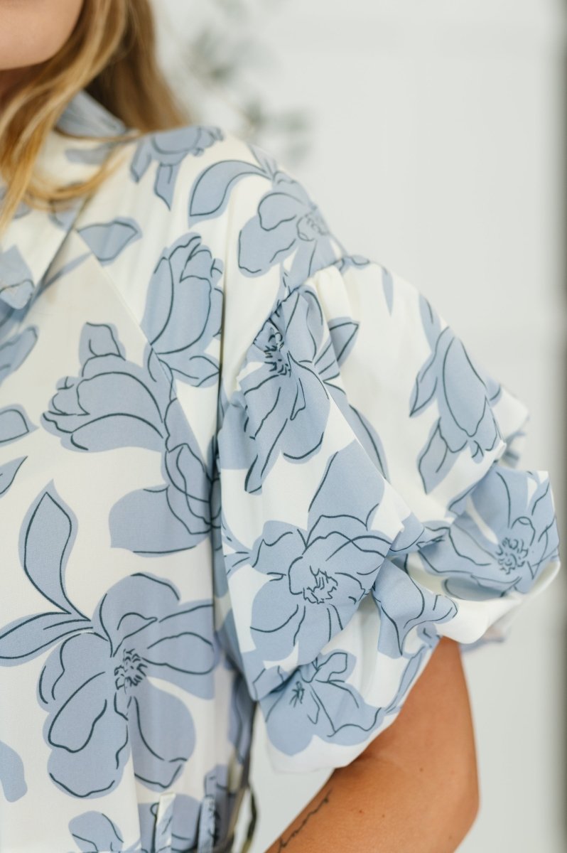 Budding Romance Collared Button - Down Dress