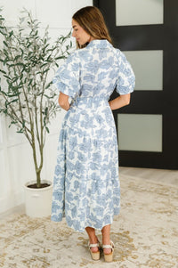 Budding Romance Collared Button - Down Dress