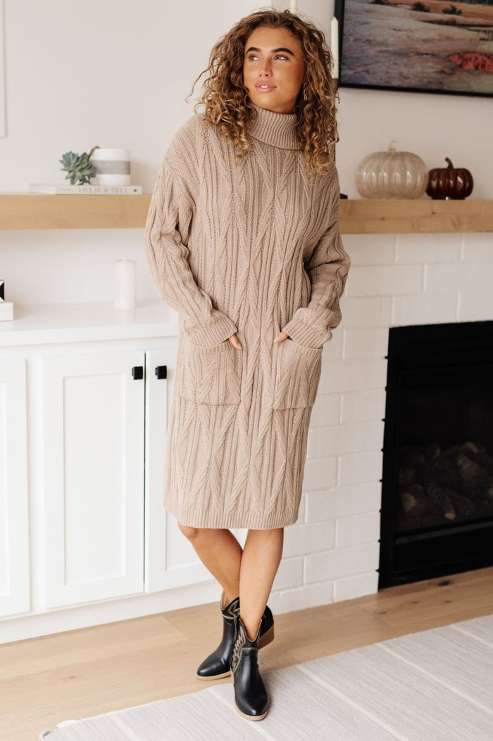 Bundled Turtleneck Sweater Dress