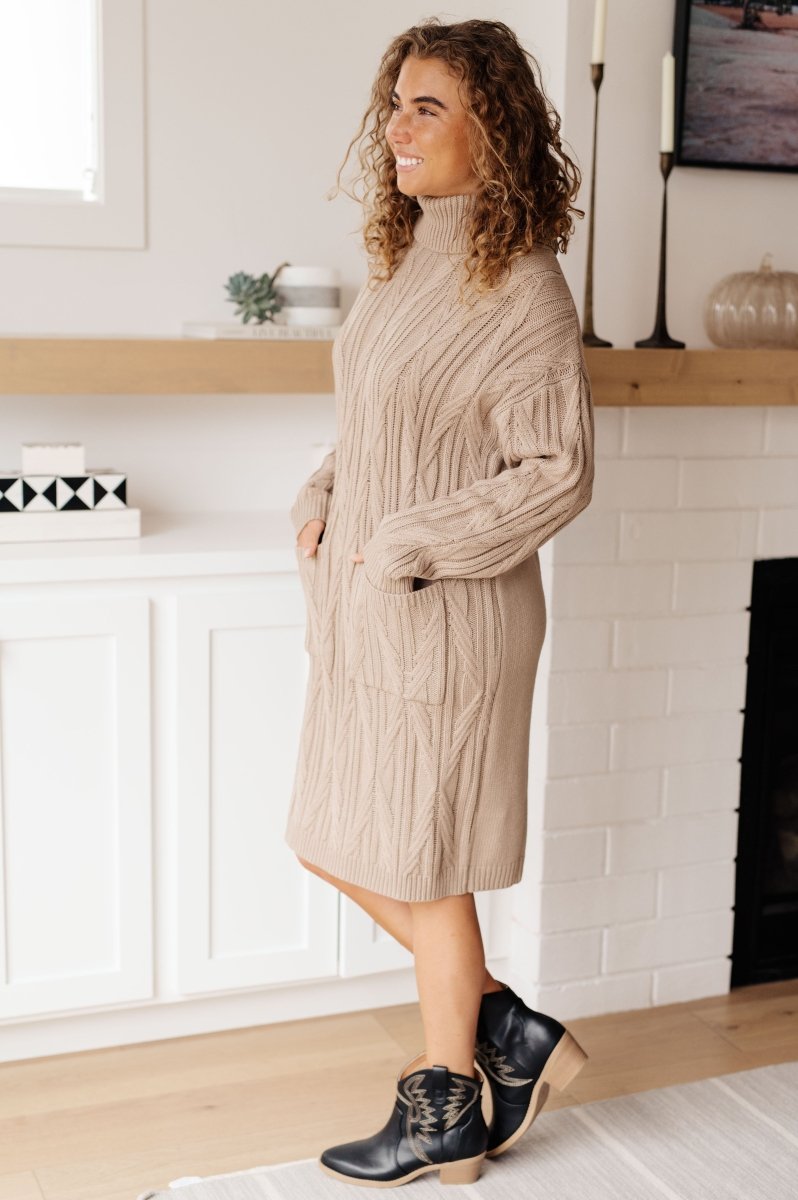 Bundled Turtleneck Sweater Dress