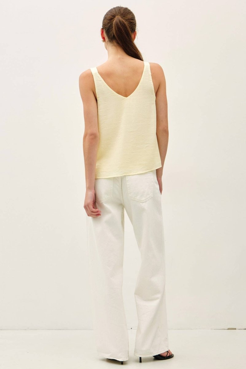 Butter Yellow Cascading Ruffle Trim Top