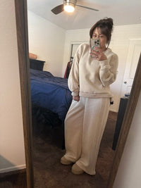 Cable Knit Trim Oversized Lounge Set