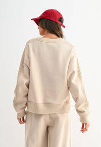 Cable Knit Trim Oversized Lounge Set