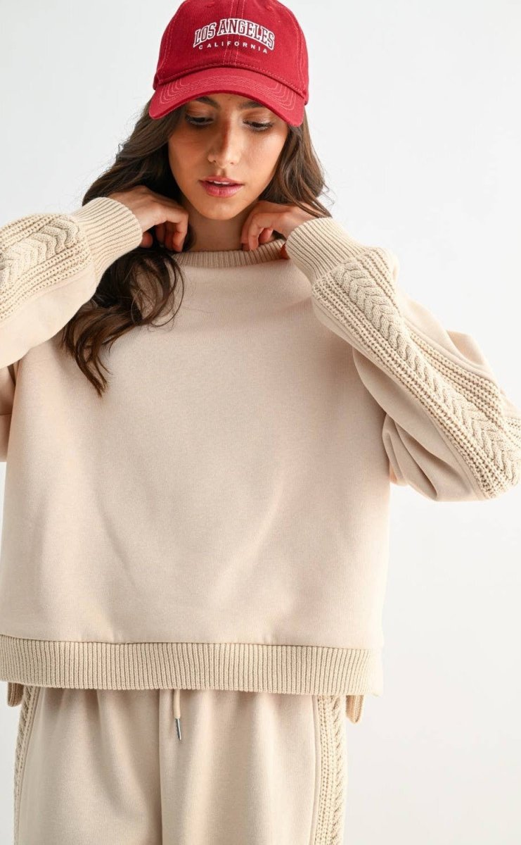 Cable Knit Trim Oversized Lounge Set