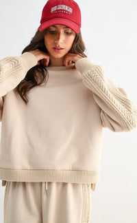 Cable Knit Trim Oversized Lounge Set