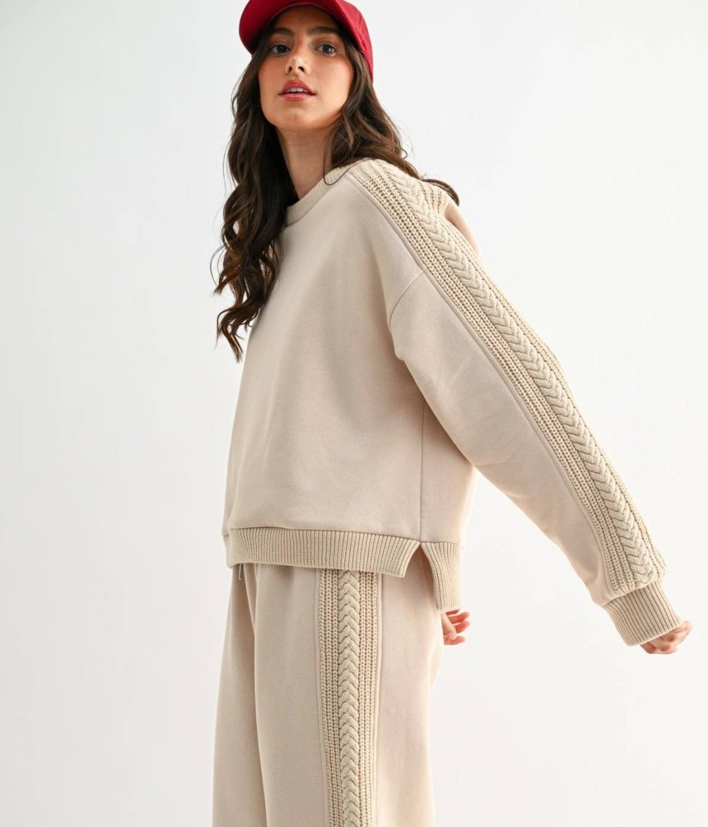 Cable Knit Trim Oversized Lounge Set