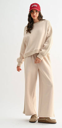 Cable Knit Trim Oversized Lounge Set
