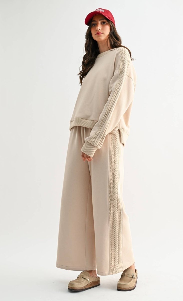 Cable Knit Trim Oversized Lounge Set