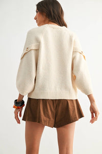 Camellia Button Sleeve Pullover