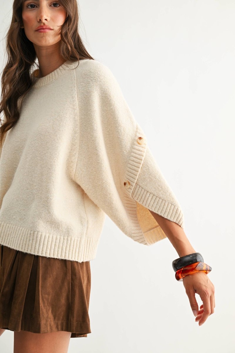Camellia Button Sleeve Pullover