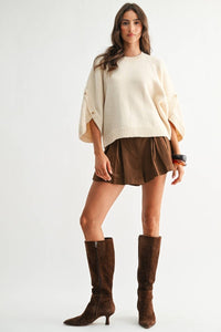 Camellia Button Sleeve Pullover