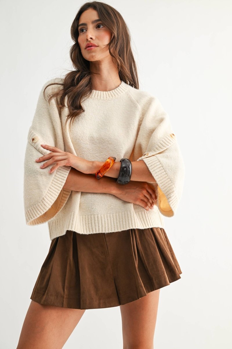 Camellia Button Sleeve Pullover