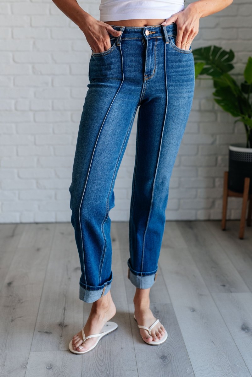 Campbell High Rise Center Seam Straight Jeans