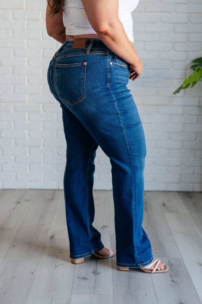 Campbell High Rise Center Seam Straight Jeans