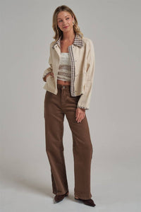 Canvas Twill Gingham Jacket - Oatmeal/Brown