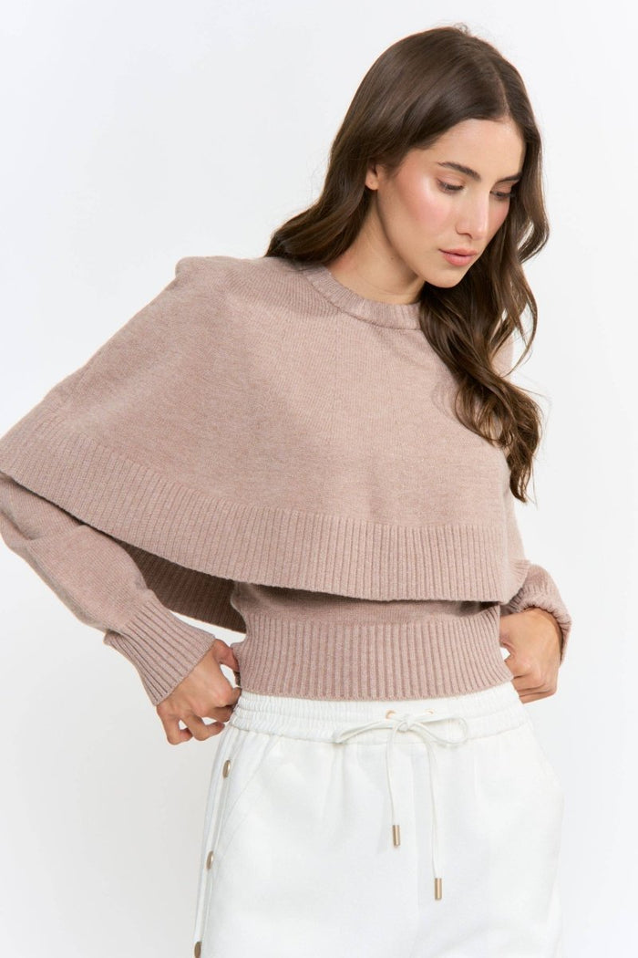 Caroline Mocha Layered Knit Sweater