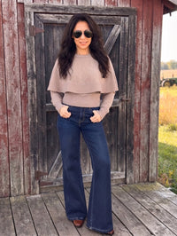 Caroline Mocha Layered Knit Sweater