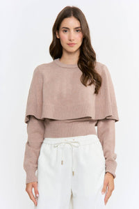 Caroline Mocha Layered Knit Sweater