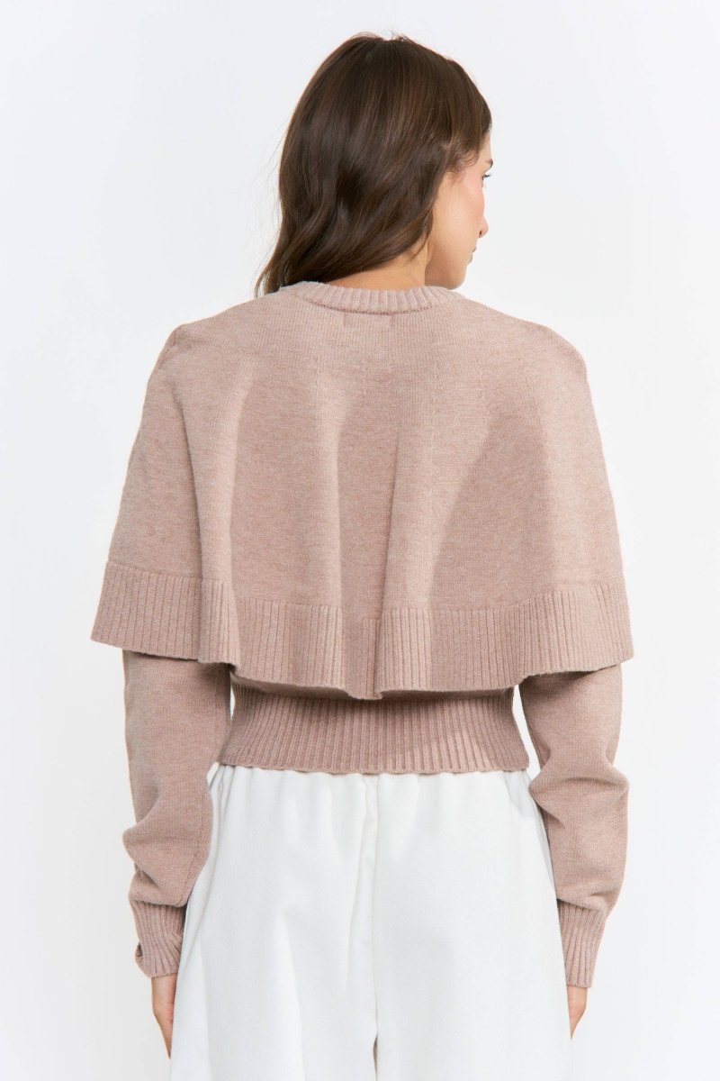 Caroline Mocha Layered Knit Sweater