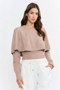 Caroline Mocha Layered Knit Sweater