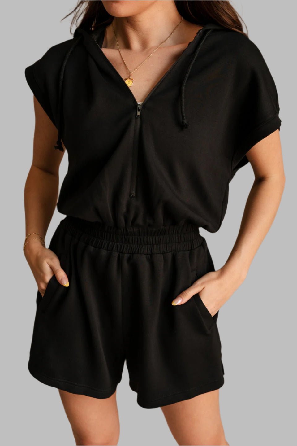 Carrie Half Zip Hooded Romper | Buy for $37.00 – Minnie's Treasure