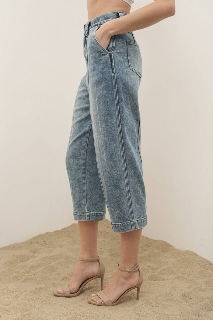 Center Seam Cropped Jeans - Minnie's Treasure Boutique