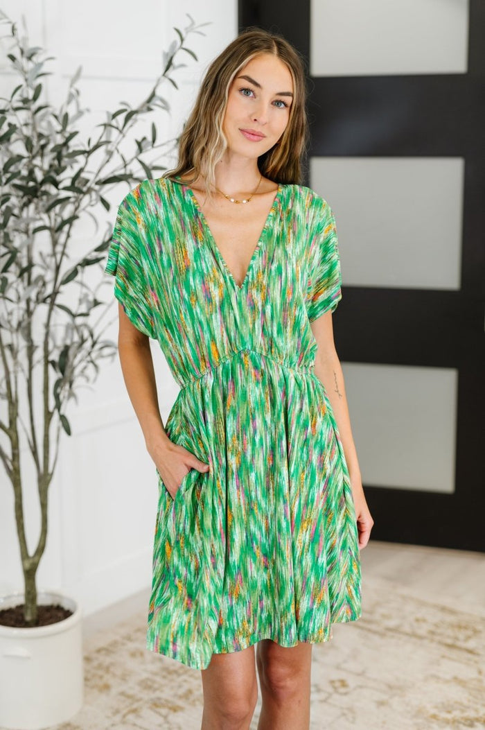 Chic Repeat V - Neck Dress in Multi - Color - Minnie's Treasure Boutique