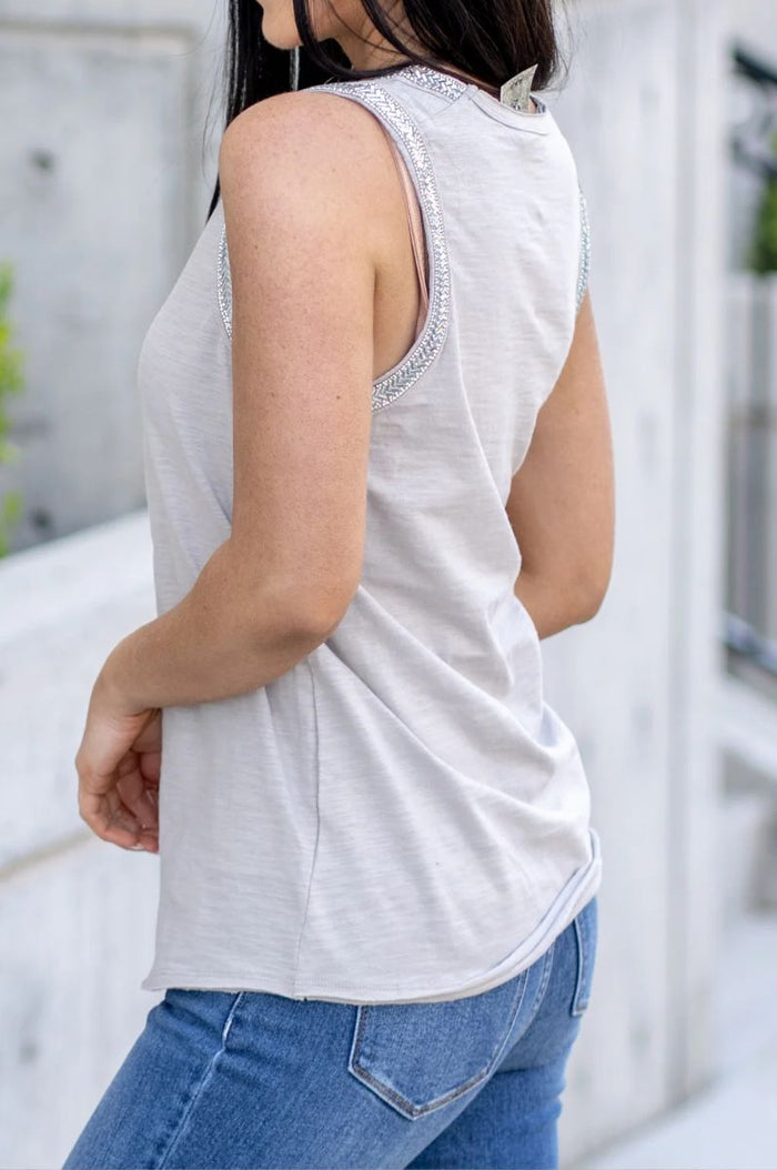 Chic Sleeveless Top - Grey