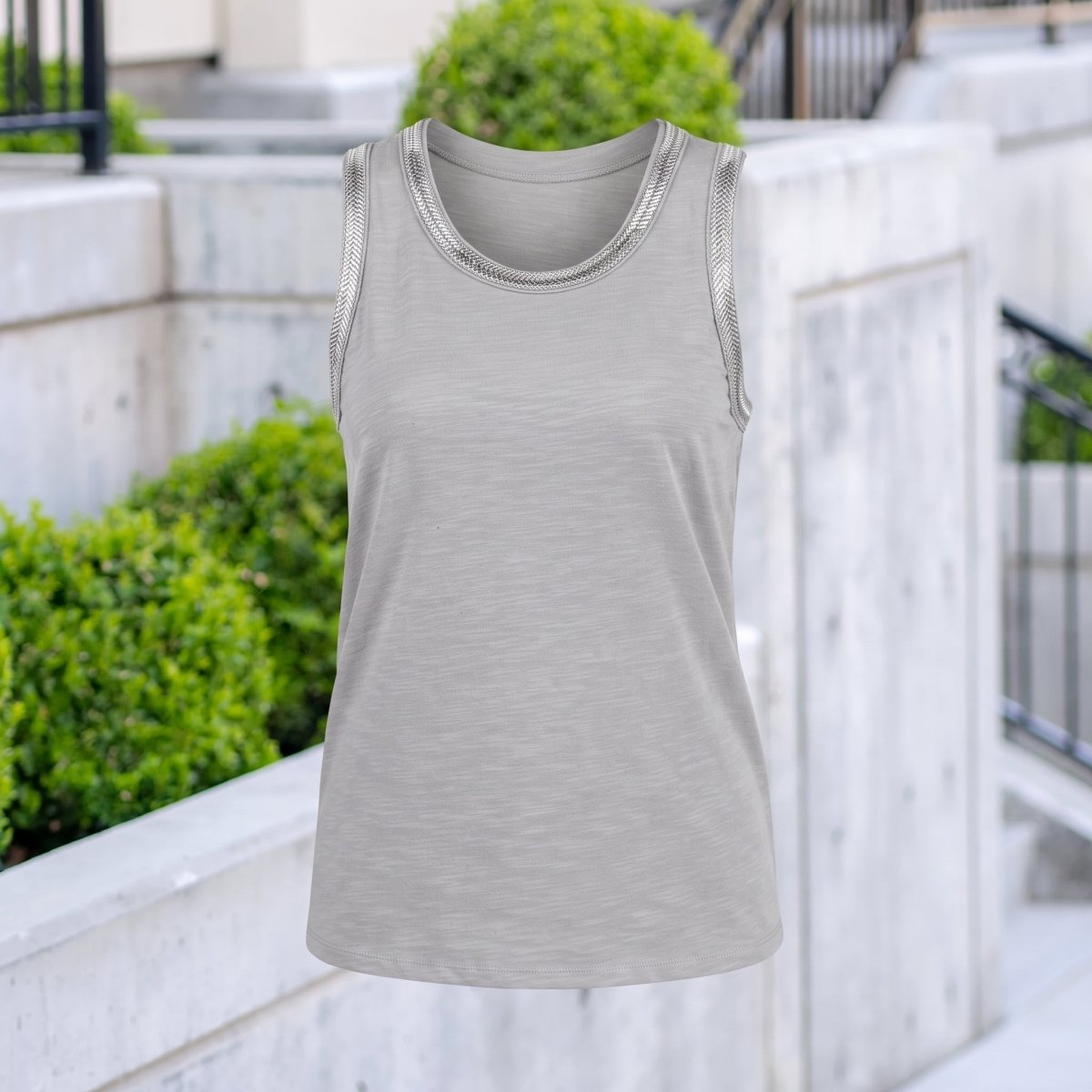Chic Sleeveless Top - Grey