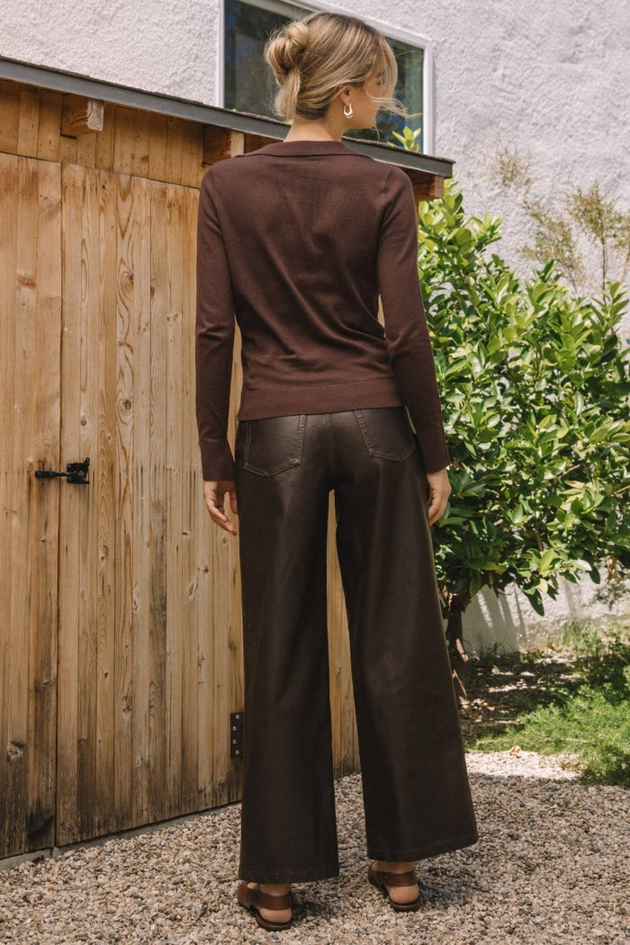 Chocolate Long Sleeve Polo Top