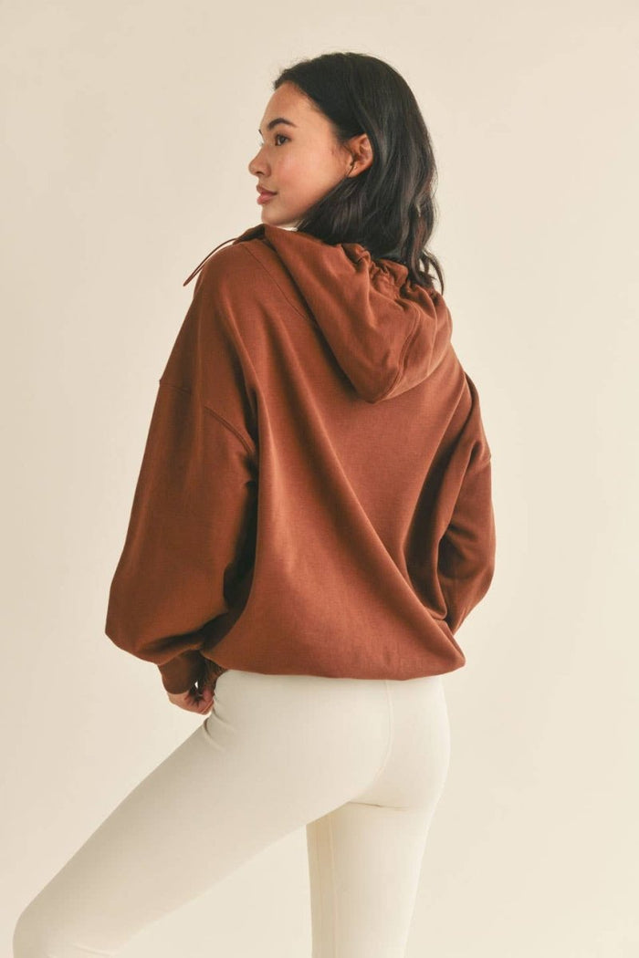 Cinnamon Half Zip Hooded Pullover
