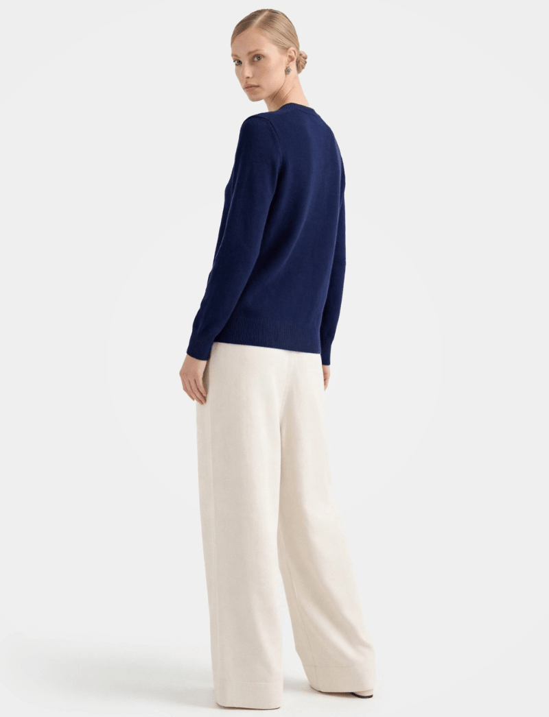 Classic Knit Crewneck Sweater In Navy