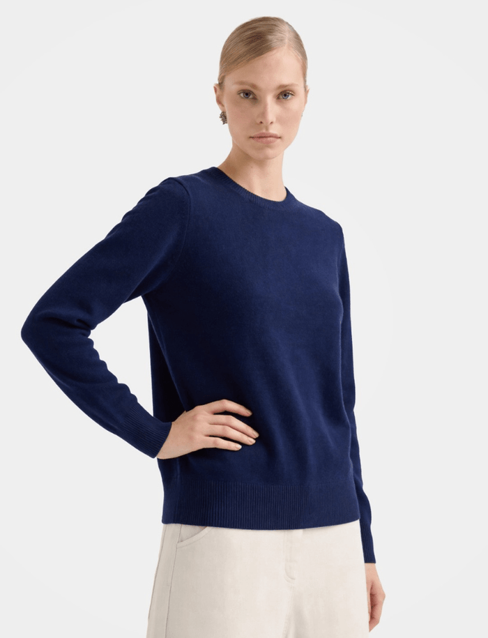 Classic Knit Crewneck Sweater In Navy