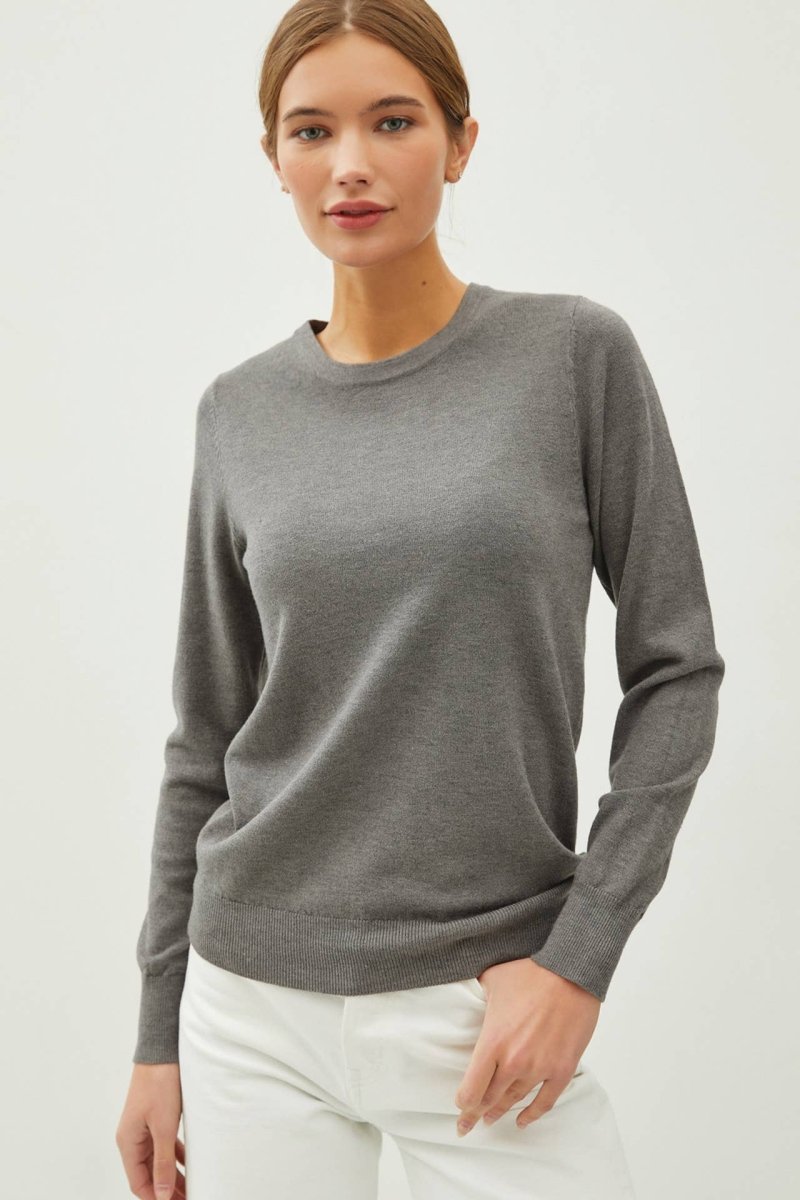 Classic Knit Sweater In Charcoal