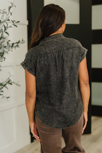 Cloud Nine Button Down Blouse in Ash Black
