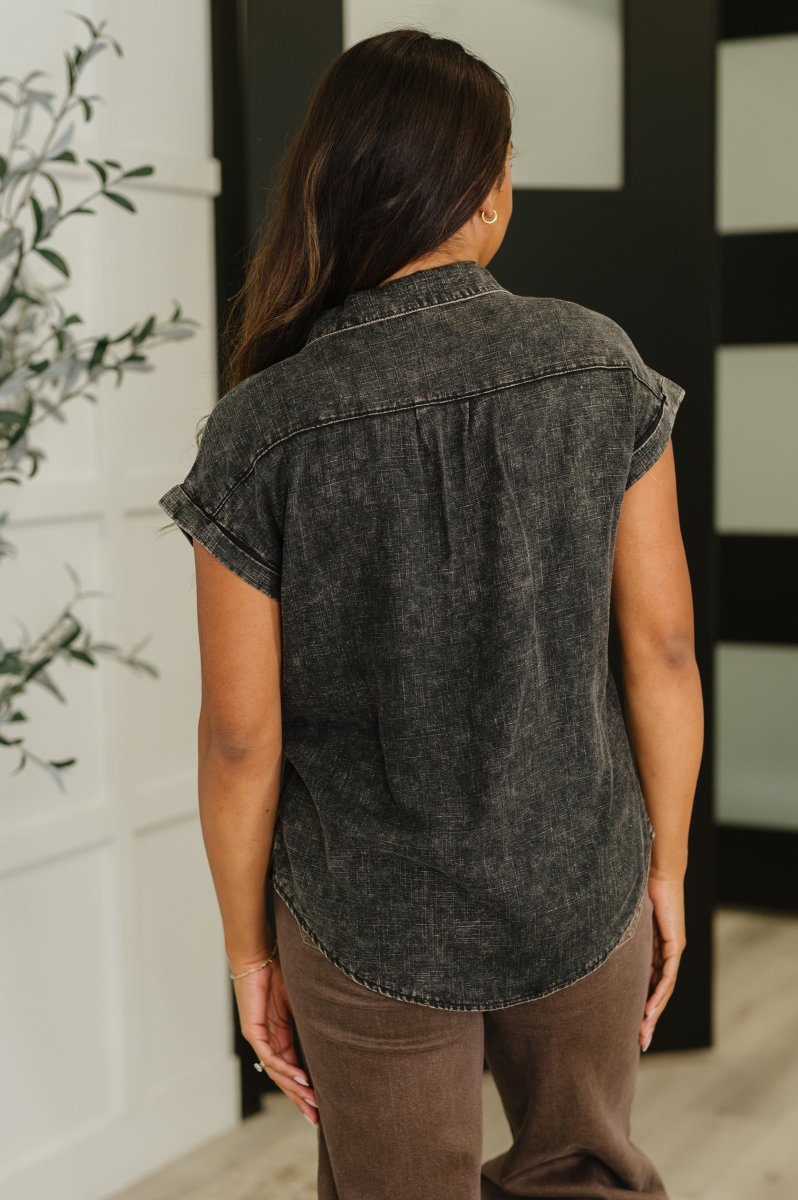 Cloud Nine Button Down Blouse in Ash Black